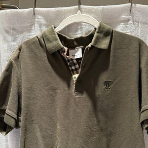 Burberry Khaki Polo with Check Accent